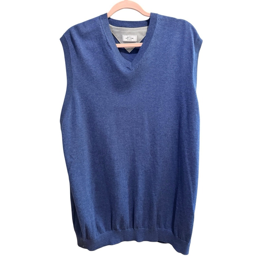 Adidas Golf adiPure Mens XL Blue V-Neck Sweater Vest Cotton Sleeveless